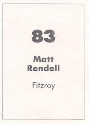1990 Select AFL Stickers #83 Matt Rendell Back